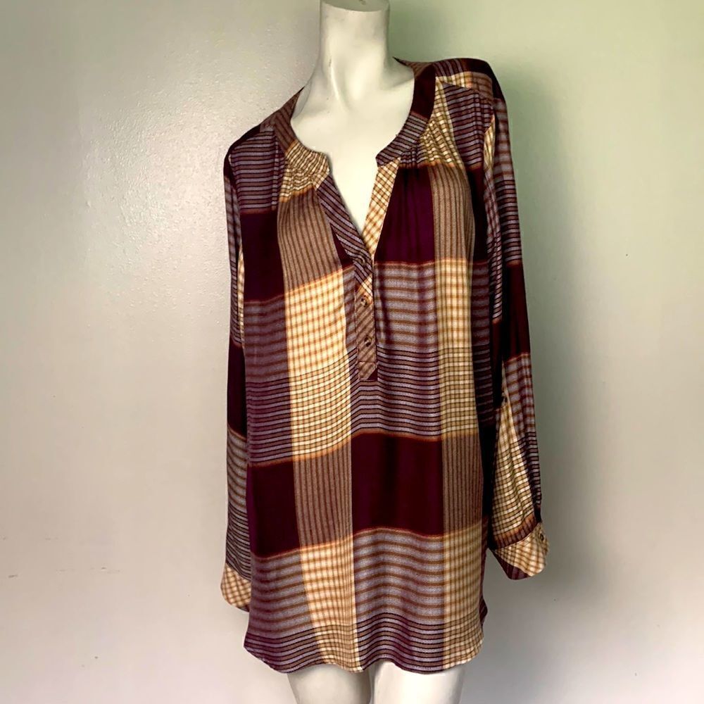 Beautiful plus size plaid shirt flannel size 18/20W tunic long sleeve rayon